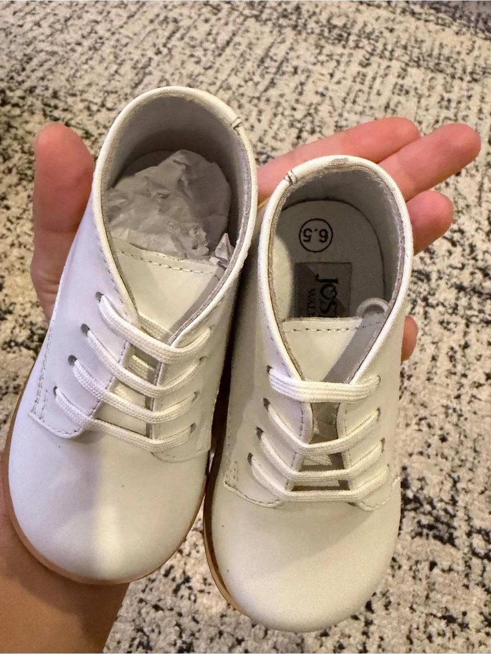 Josmo 8190 Unisex Kids White Leather Lace-Up Oxford Dress Shoes US 6.5